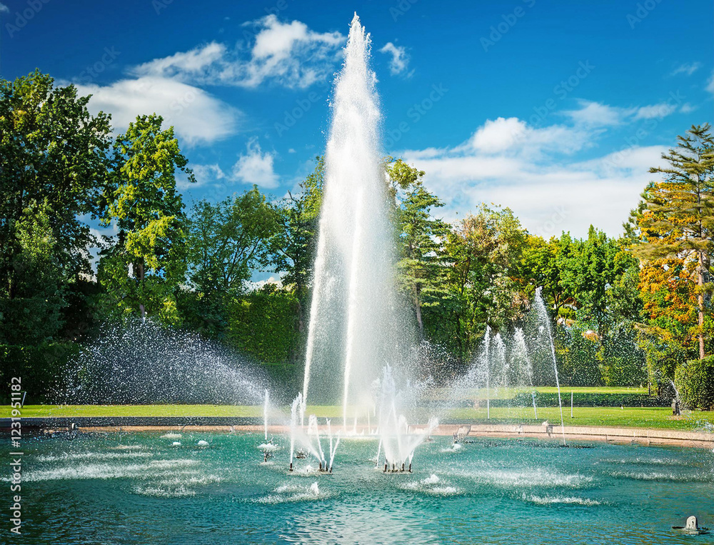 Fototapeta premium Generated image 噴水のある公園