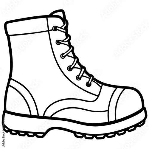 Rugged Boots Line Art Vector