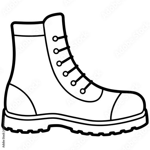 Rugged Boots Line Art Vector