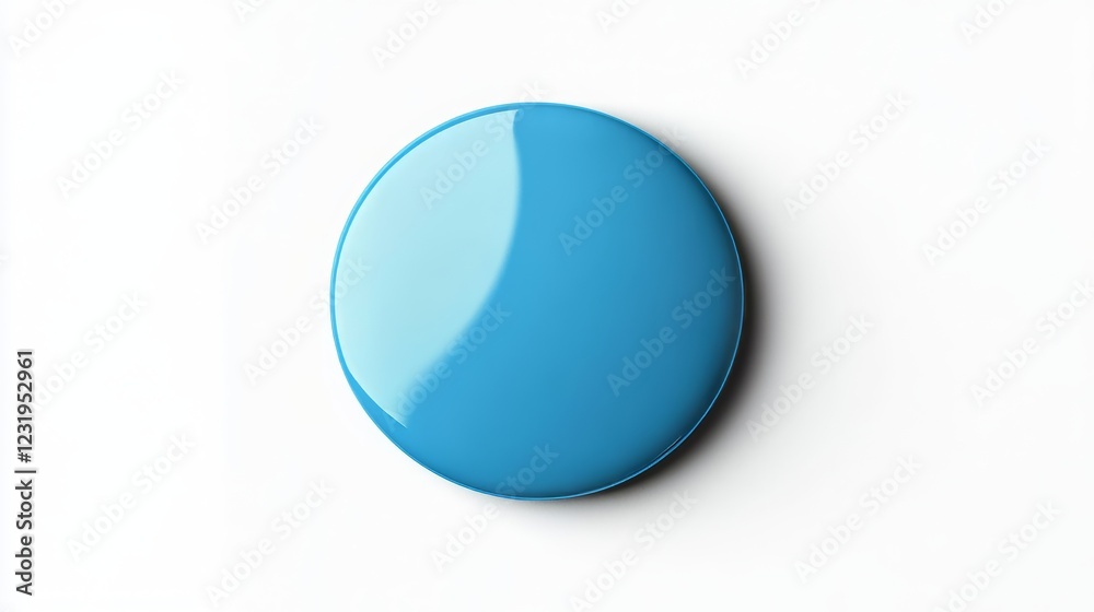 Light blue button badge mockup isolated on white, top view, ready for design. Light blue button badge mockup isolated on white, top view, ready for design.