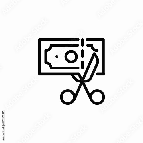 banknote scissor cut icon sign vector