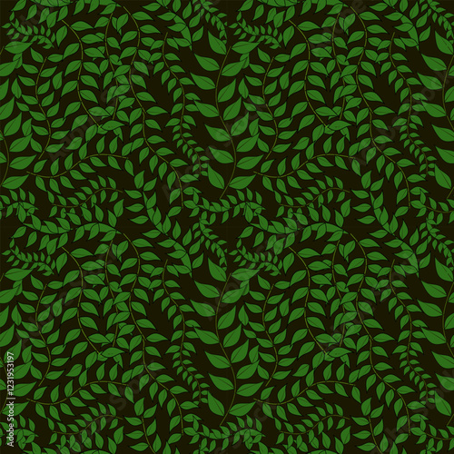 Green floral pattern seamless texture design for fabric or wallpaper, Seamless fabric pattern, dark green tone, classic shawl