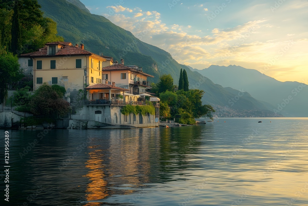 Fototapeta premium lake garda country , Generative AI 