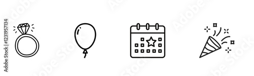 Event Planning and Celebrations icons set