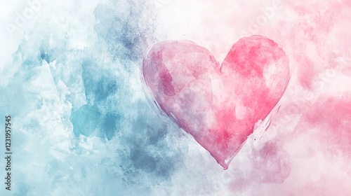 Soft Watercolor Hearts Dreamy Faded Pastel Colors Romantic Valentines Day Design Wedding Stationery Cute Blog Graphics Gentle Background Texture