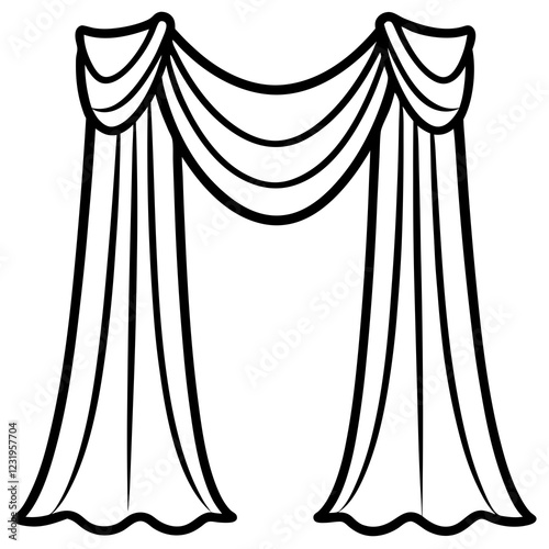 Ornate Drapes Line Illustration