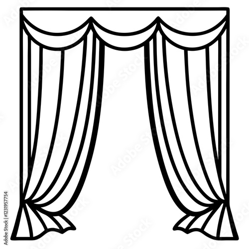 Ornate Drapes Line Illustration
