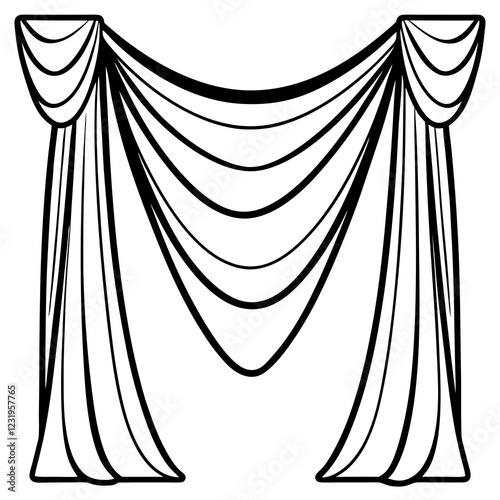 Ornate Drapes Line Illustration