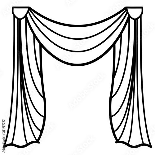 Ornate Drapes Line Illustration