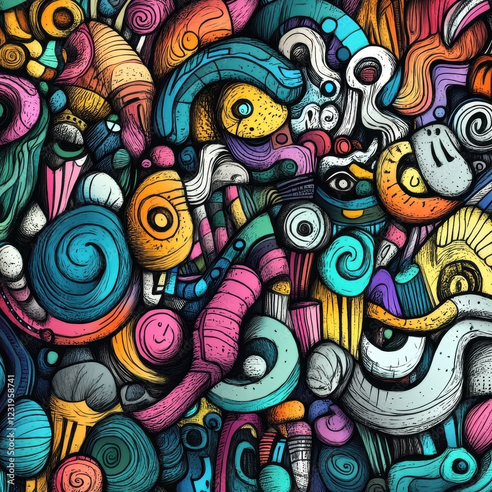 Fototapeta premium Abstract Colorful Doodle Art Pattern Design
