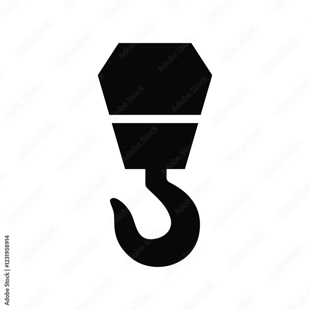 Lifting hook black and white flat vector icon and symbol design Lifting hook black and white flat vector icon and symbol design