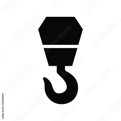 Lifting hook black and white flat vector icon and symbol design