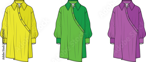 Stylish Asymmetrical Long Sleeve Shirt Dress Fashion Design