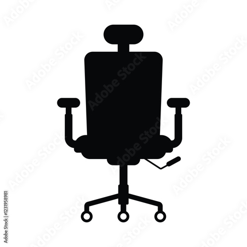 Office chair black and white flat vector icon and symbol design