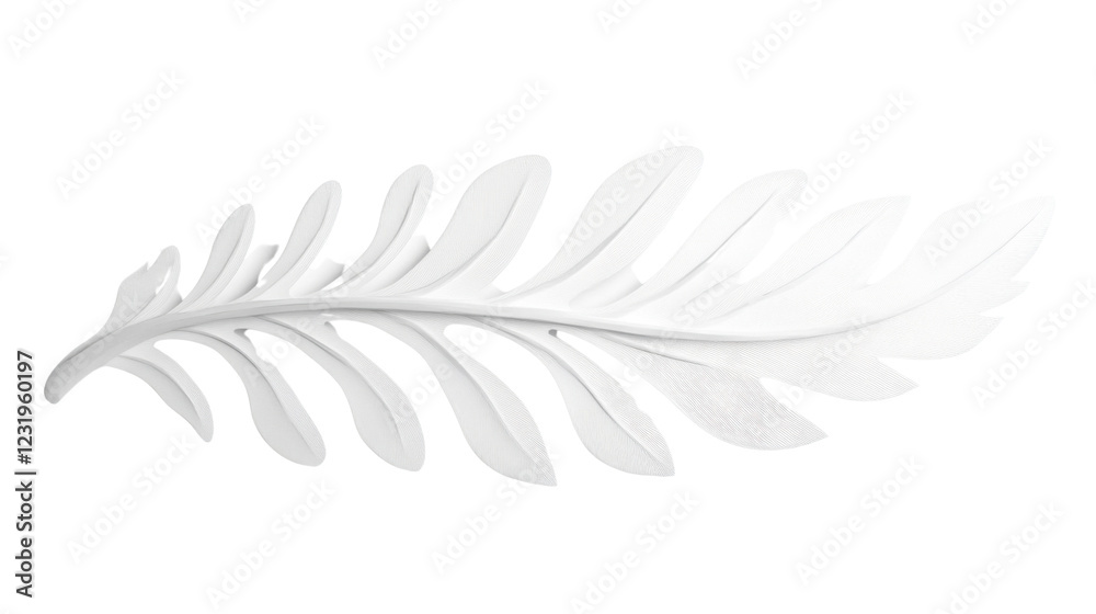 Fototapeta premium White 3d rendering of a fern leaf on transparent background