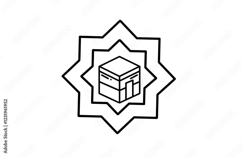 Fototapeta premium The Kaaba, Ka'ba, Ka'bah or Kabah, is a building at the center of Islam most important mosque and holiest site, Masjid al-Haram in Mecca, Saudi Arabia, direction of prayer for Muslims around the world