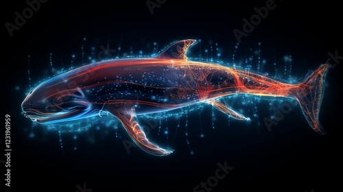 A Glowing Whale of the Deep: Stunning Digital Art of a Majestic Marine Animal photo