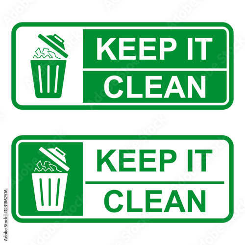 Green Keep It Clean Sign – Vector Illustration Representing Hygiene, Clean Environment, and Sanitation Symbol, Isolated on White Background for Logo, Banner, Poster, or Template