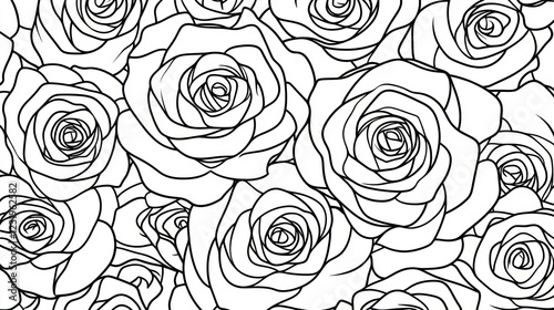 Fototapeta Naklejka Na Ścianę i Meble -  Outline roses bouquet, floral pattern, romantic background, wedding design