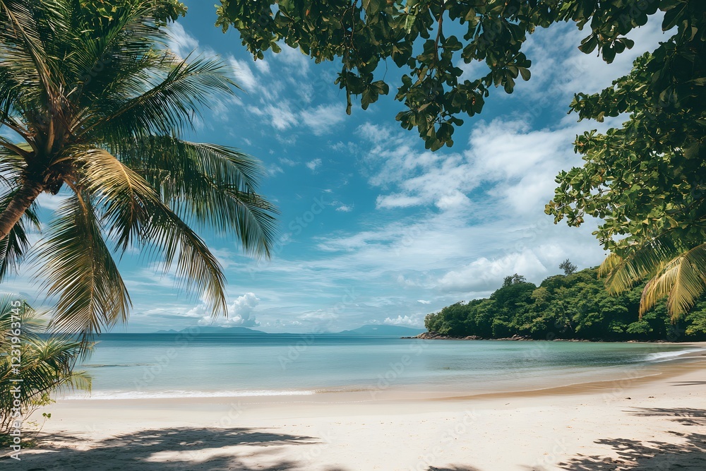 Obraz premium beach with palm trees , Generative AI 