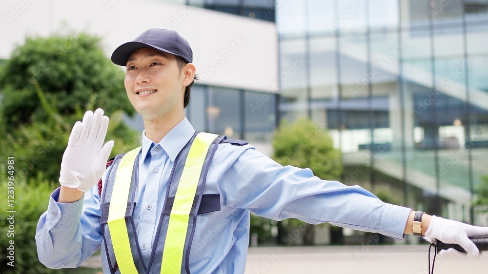 交通整理をする交通誘導員