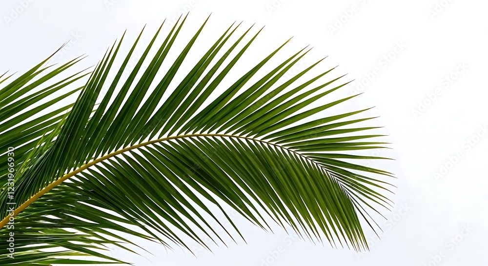 Obraz premium Palm tree leaf white background.