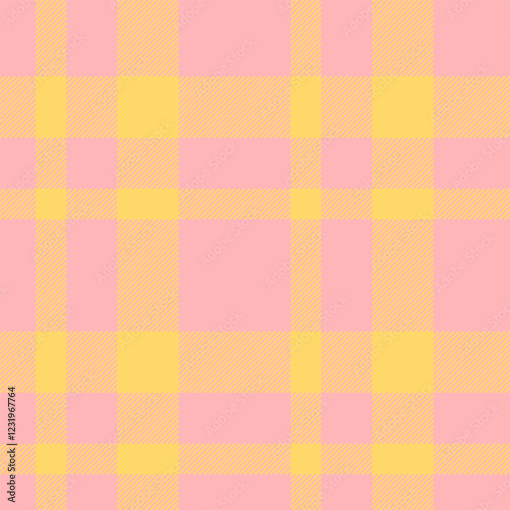 Model plaid background fabric, furniture seamless vector pattern. Wide check tartan textile texture in light and amber colors.