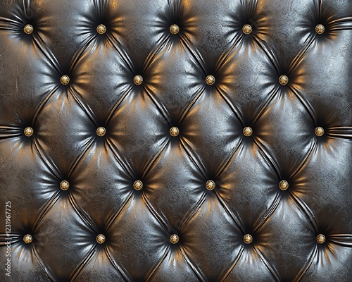 Dark brown leather upholstery with button tufting. (1)