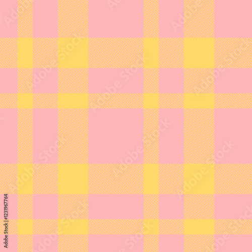 Model plaid background fabric, furniture seamless vector pattern. Wide check tartan textile texture in light and amber colors.