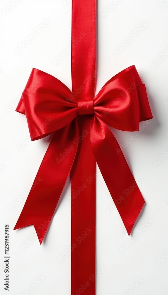 Classic red satin bow, elegantly tied on pristine white background, elegant, photography Classic red satin bow, elegantly tied on pristine white background, elegant, photography