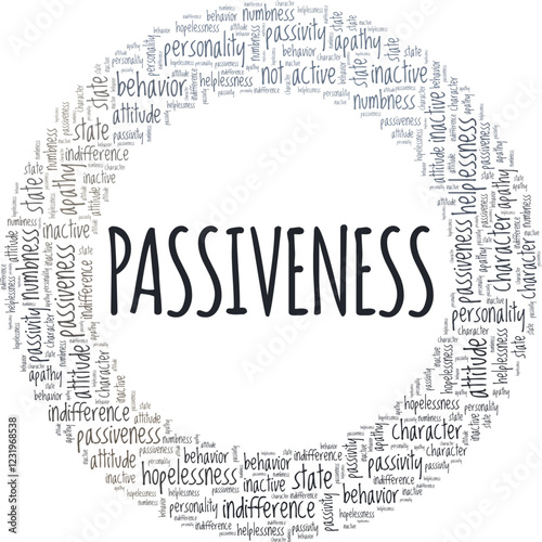 Passiveness word cloud conceptual design isolated on white background.