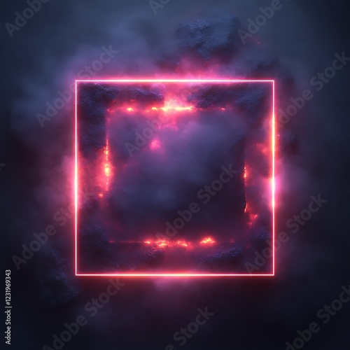 Wallpaper Mural Glowing square frame in smoky dark clouds, digital art, poster Torontodigital.ca