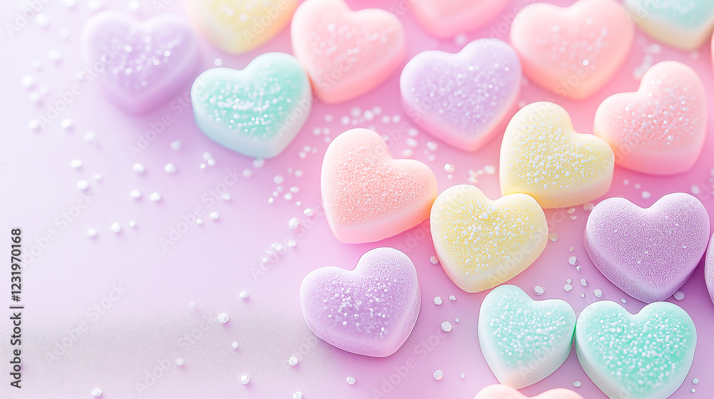Obraz premium pastel heart pills in sugar candy, medicine athmsphere