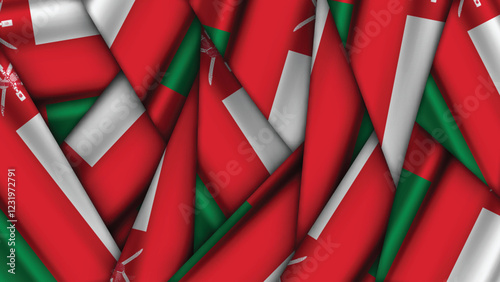 Set of OMAN Flags Stacked on Top of Each Other