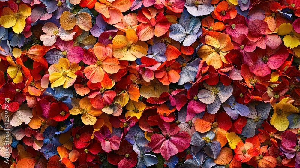 Colorful Petals on Summer Blossom Branch Colorful Petals on Summer Blossom Branch