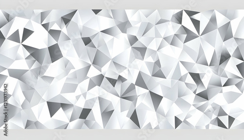 Abstract white grey geometric low poly background.  Website banner design