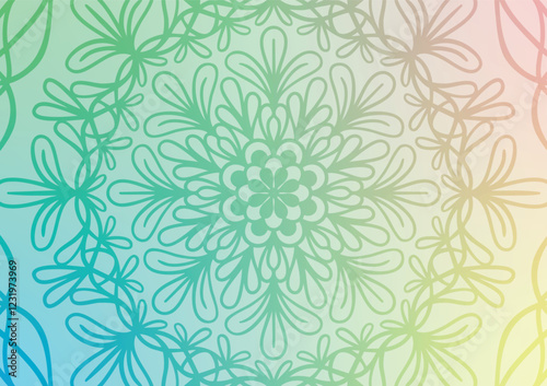 Green floral soft art mandala gradient background