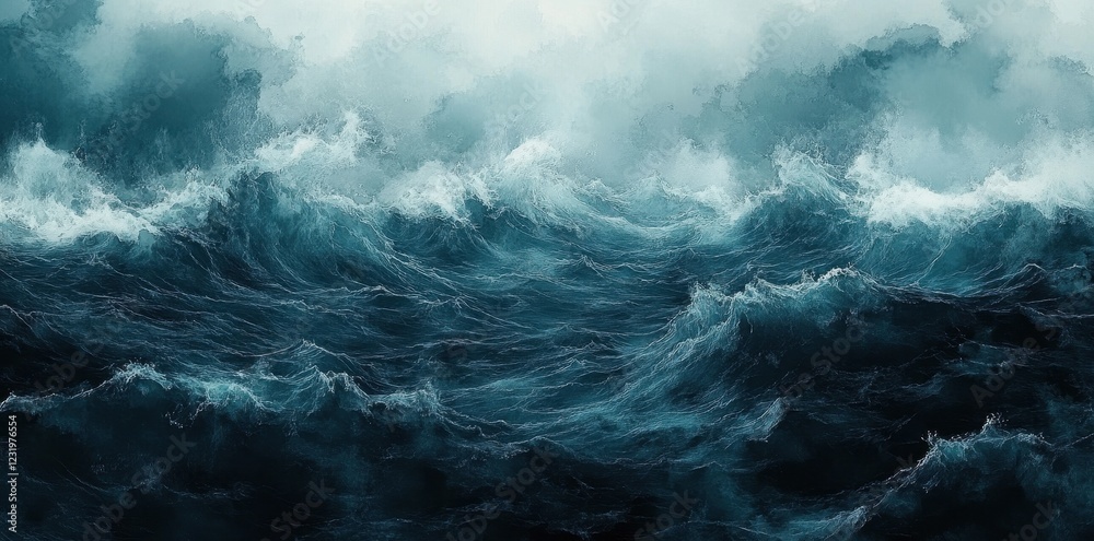 Fototapeta premium A tempestuous ocean with powerful waves crashing