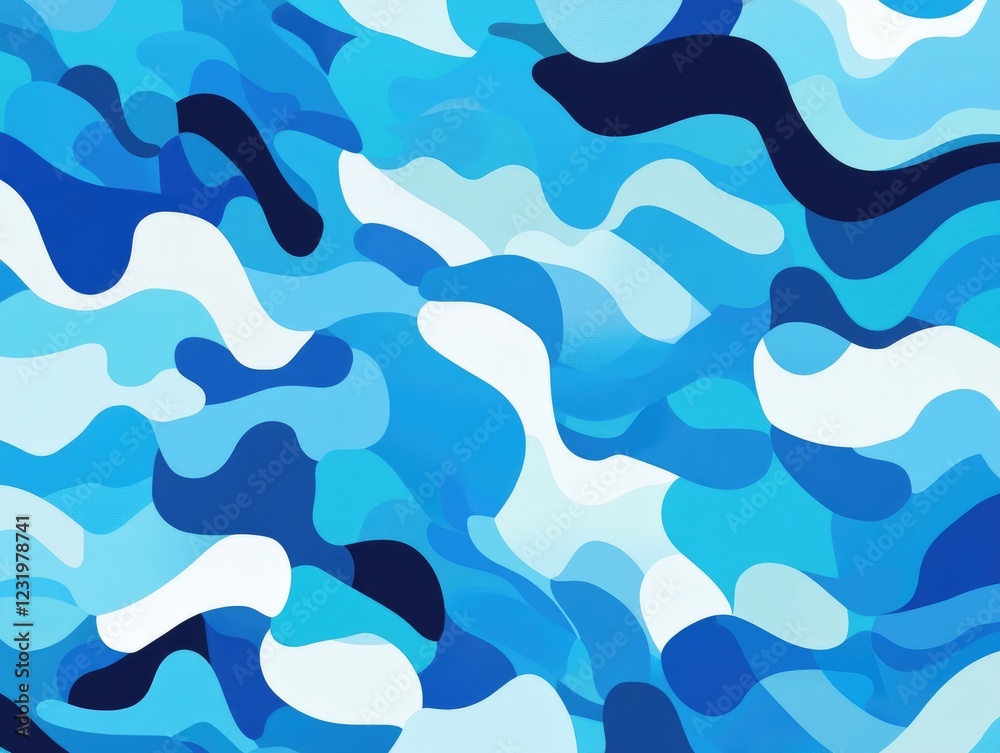 Abstract Blue Camouflage: A bold and graphic abstract pattern featuring a mesmerizing interplay of blue, white, and navy hues, creating a visually engaging camouflage design. Abstract Blue Camouflage: A bold and graphic abstract pattern featuring a mesmerizing interplay of blue, white, and navy hues, creating a visually engaging camouflage design.