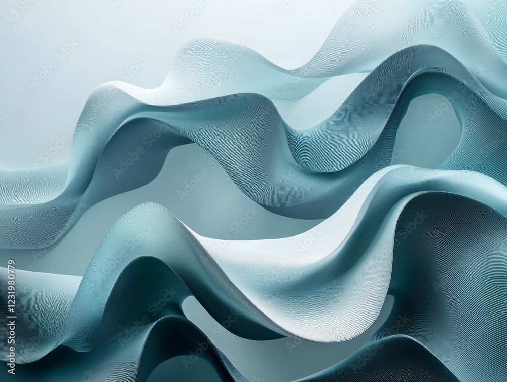 Obraz premium Abstract minimalist waves, fluid design, 3d render, Generative AI