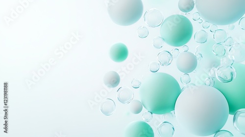 Wallpaper Mural Floating gradient spheres in shades of light blue and green create a serene visual effect on a bright background. Generative AI Torontodigital.ca