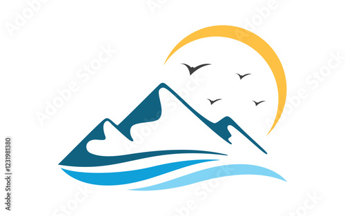 High Mountain icon Logo Template illustration design
