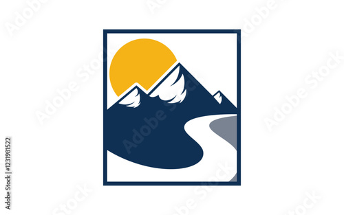 High Mountain icon Logo Template illustration design