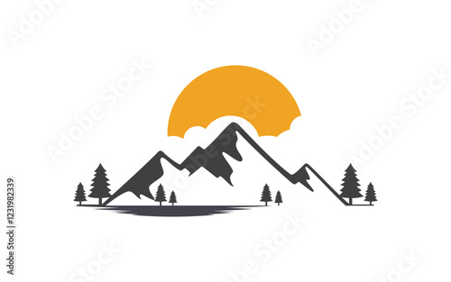 High Mountain icon Logo Template illustration design