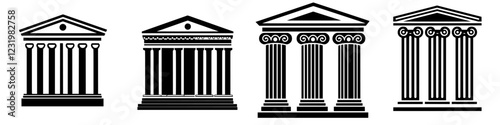 Architectural styles of classical columns representing ancient Greek and Roman influences in design and structure