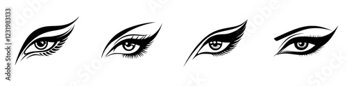 Different styles of eye makeup showcasing artistic designs and enhancing beauty with bold eyeliner techniques