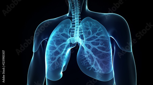 Anatomical illustration of human lungs highlighting respiratory structures in detail photo