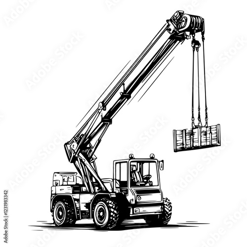 Heavy machinery at work lifting a load on a construction site during the day
