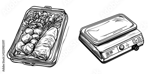 Fresh vegetables and a cooking appliance in a kitchen setting during meal preparation