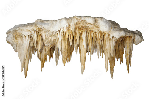 stalactite dripping in cave isolated on white transparent background photo